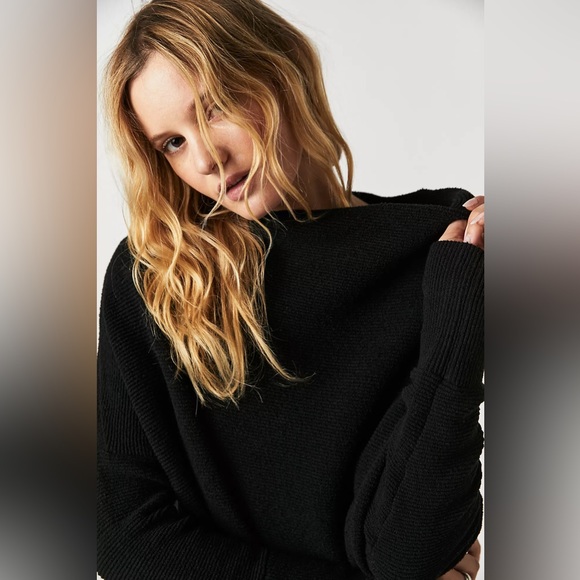 𝓯𝓹 Free People ~ Ottoman Slouchy Tunic in Black - Picture 5 of 5